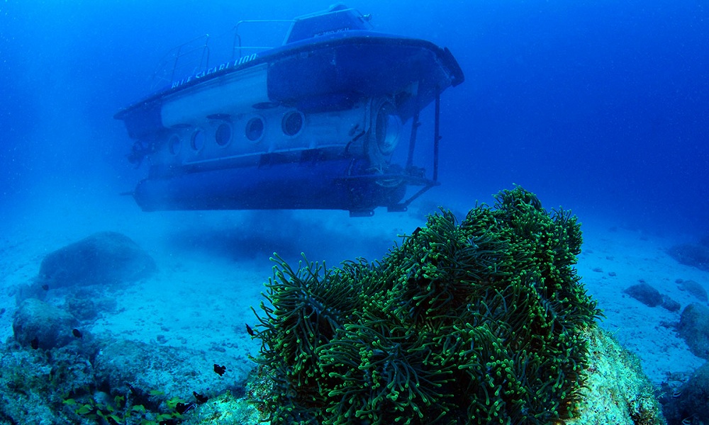MERGO Tourist Submarine Underwater Side View from Distance