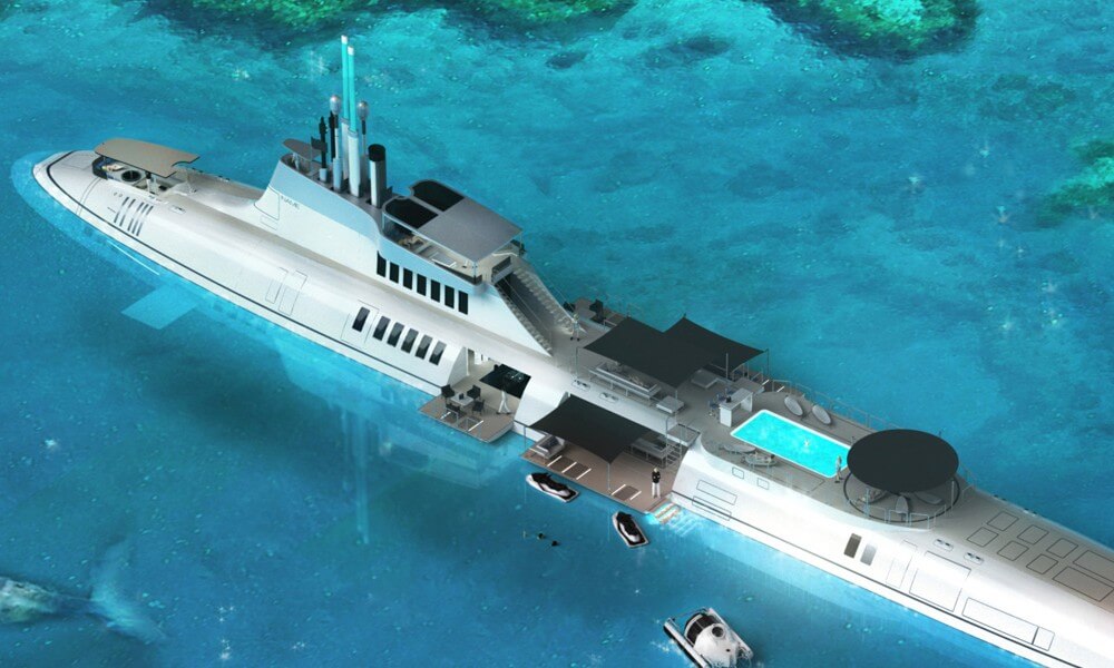 Migaloo Submersible Superyacht Top View