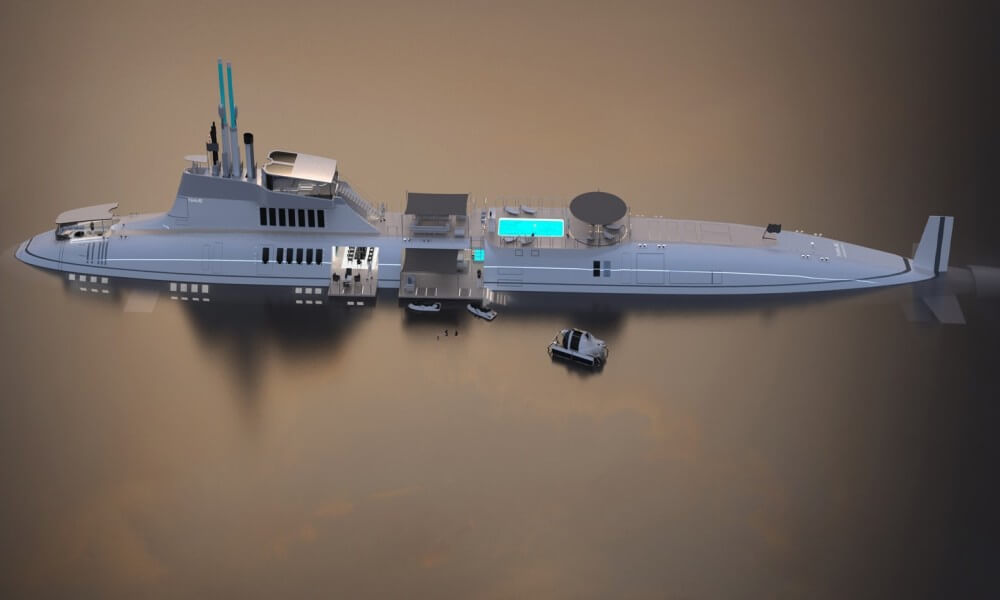 Migaloo Submersible Superyacht Side View