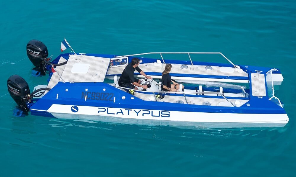 Platypus Semi-Submarine Craft Working as Speedboat