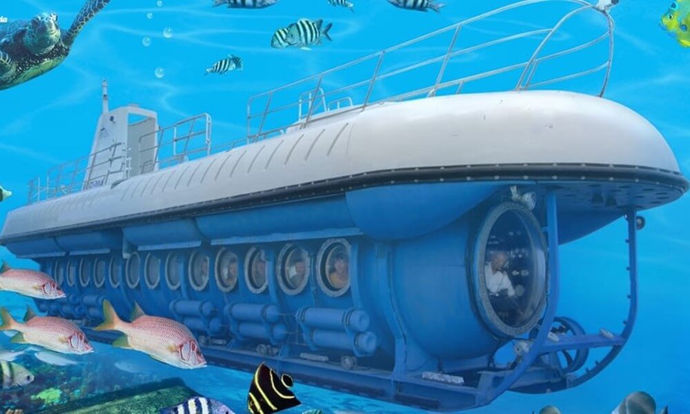 SnDB Tourist Submarine Underwater Side Front View