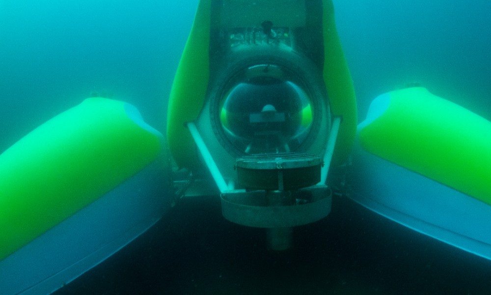Tourist Submarine Catamaran Underwater Front View
