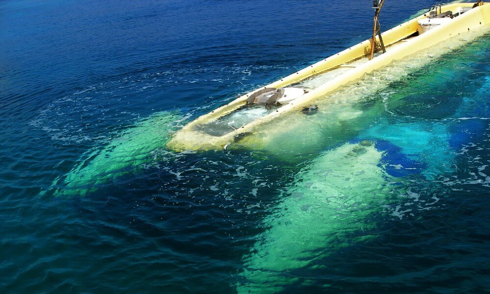 Tourist Submarine Catamaran Underwater Front Top View