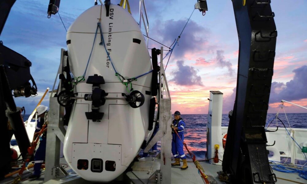 Triton Full Ocean Depth Submarine Under Inspection